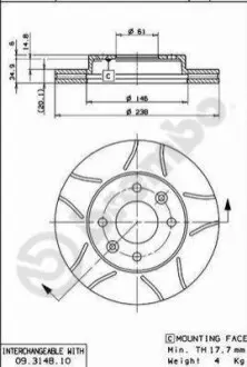 Тормозной диск BREMBO 09314875