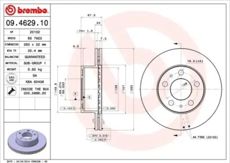 Тормозной диск BREMBO 09.4629.10