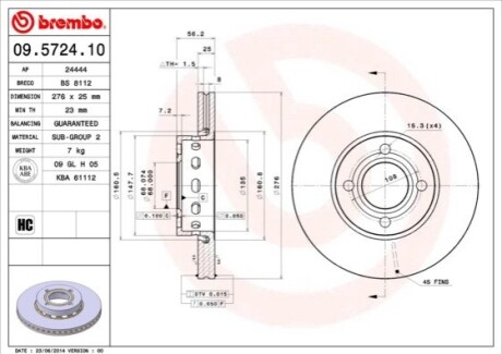 Тормозной диск BREMBO 09572410