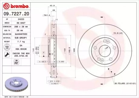 Тормозной диск BREMBO 09722720