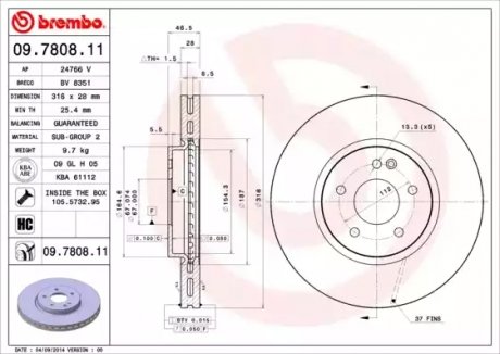 Тормозной диск BREMBO 09780811 (фото 1)