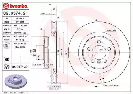 Тормозной диск BREMBO 09937421
