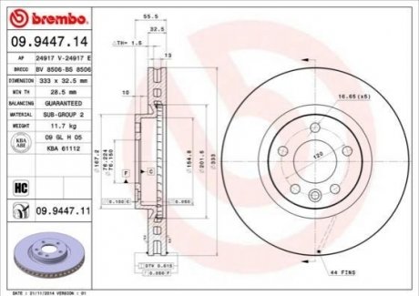 Тормозной диск BREMBO 09.9447.11