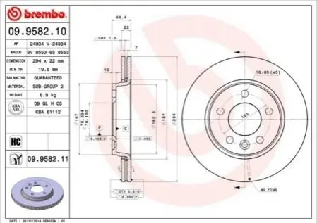 Диск тормозной BREMBO 09958211