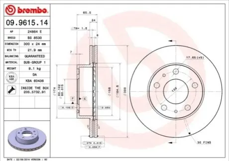 Тормозной диск BREMBO 09961514