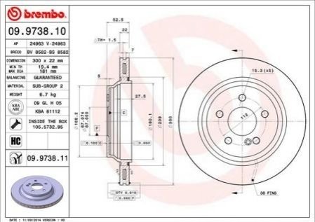 Тормозной диск BREMBO 09973811 (фото 1)