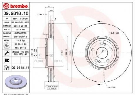 Диск тормозной BREMBO 09981811