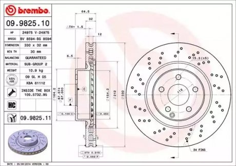 Тормозной диск BREMBO 09982511 (фото 1)