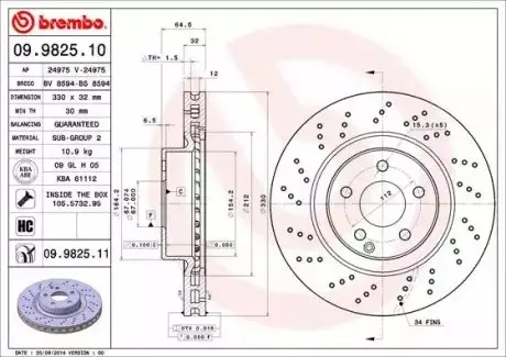Фото Диск гальмівний (передній) MB E-class (W211) 02-08 (330x32) BREMBO (09982511) зображення 1
