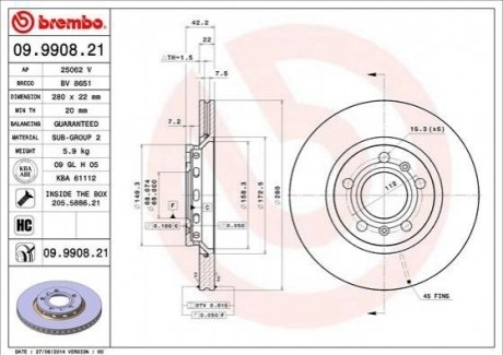 Диск тормозной BREMBO 09990821