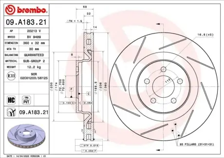 Автозапчасть BREMBO 09A18321