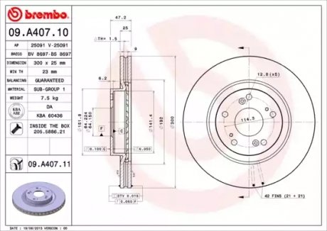 Тормозной диск BREMBO 09A40710 (фото 1)