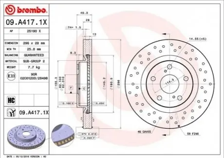 Тормозные диски BREMBO 09A4171X