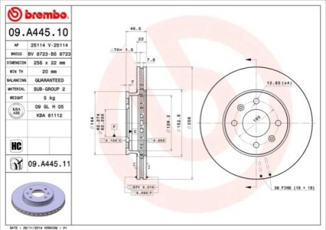 Диск тормозной BREMBO 09.A445.10