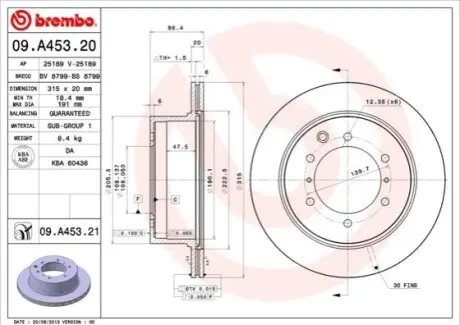 Диск гальмівний задн Лів/Прав HYUNDAI TERRACAN 2.5D/2.9D/3.5 11.01-12.06 BREMBO 09A45321