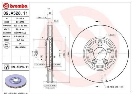 Тормозной диск BREMBO 09A52811 (фото 1)