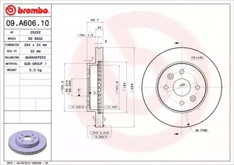 Тормозной диск BREMBO 09A60610