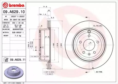 Тормозной диск BREMBO 09A62910