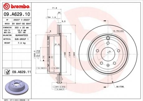 Гальмівний диск BREMBO 09A62911