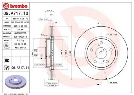 Тормозной диск BREMBO 09A71711 (фото 1)