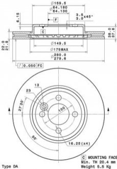 Диск тормозной BREMBO 09A76111 (фото 1)