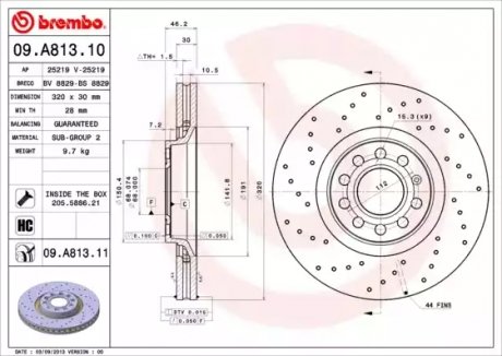 Тормозной диск BREMBO 09A81311