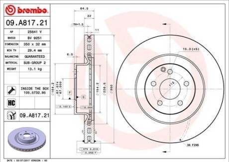 Автозапчастина BREMBO 09A81721