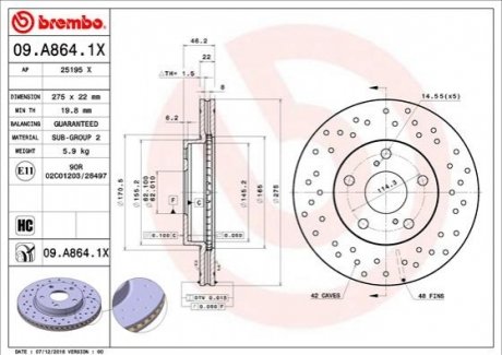 Тормозные диски BREMBO 09A8641X (фото 1)