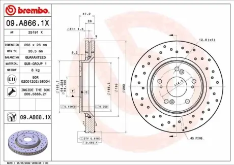 Автозапчасть BREMBO 09A8661X