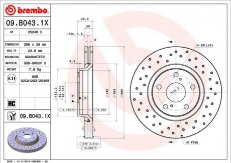 Тормозные диски - (435120F030) BREMBO 09B0431X