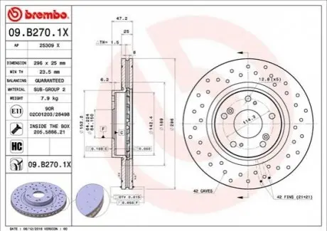 Гальмівний диск BREMBO 09B2701X