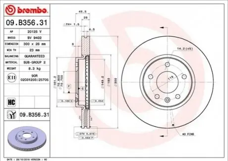 Tarcza ham. INSIGNIA B BREMBO 09B35631