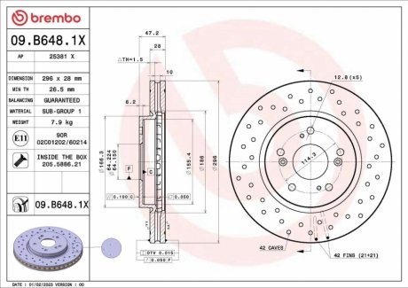 Автозапчасть BREMBO 09B6481X (фото 1)