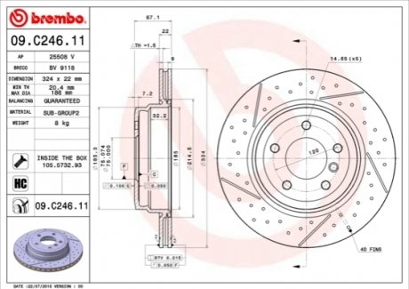 Диск тормозной - (34216795755, 34216787931) BREMBO 09C24611 (фото 1)