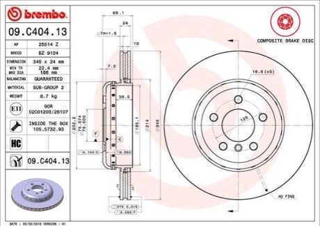 Тормозной диск BREMBO 09.C404.13 (фото 1)