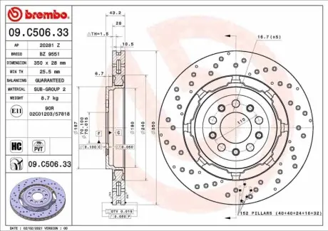 Гальмівний диск BREMBO 09C50633