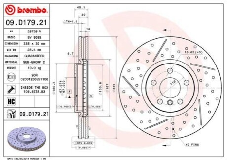 TARCZA HAMULCOWA PRZOD BREMBO 09D17921