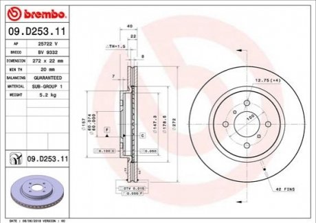 Автозапчастина BREMBO 09D25311 (фото 1)