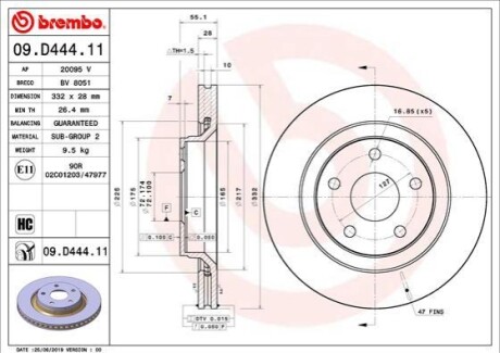 Автозапчастина BREMBO 09D44411 (фото 1)