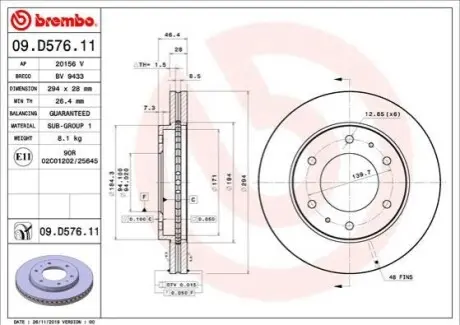 TARCZA HAMULCOWA PRZOD BREMBO 09D57611