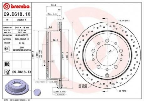 Гальмівний диск BREMBO 09.D618.1X