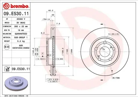 Диск гальмівний передн Лів/Прав TOYOTA YARIS 1.0/1.5/1.5H 02.20 BREMBO 09E53011