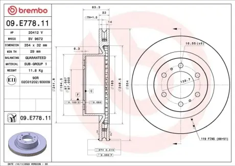 Диск гальмівний передн Лів/Прав INFINITI G LEXUS LX TOYOTA LAND CRUISER, LAND CRUISER 300, LAND CRUISER PRADO 2.8D-3.7 09.08 BREMBO 09E77811 Купити в Україні