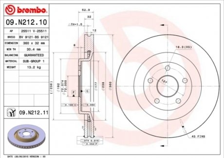 Диск гальмівний BREMBO 09N21211