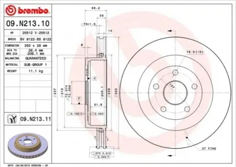 Диск гальмівний задн Лів/Прав CHRYSLER TOWN & COUNTRY, VOYAGER V DODGE JOURNEY JEEP GRAND CHEROKEE III 2.0D-6.1 03.06 BREMBO 09N21311 Купити в Україні