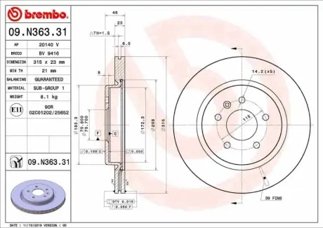 Автозапчасть BREMBO 09N36331