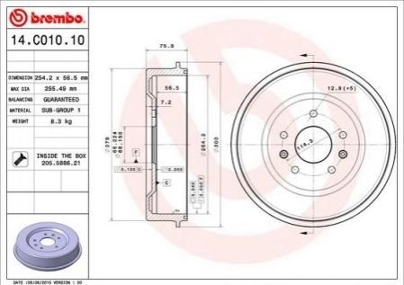 Тормозной барабан - (SDC000010) BREMBO 14C01010