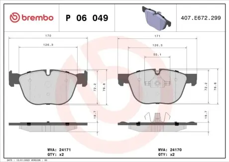 Автозапчасть BREMBO P06049X
