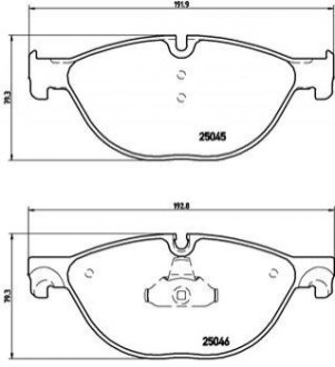 Колодки гальмівні дискові передні, BMW 5 (F10, F07), 6 (F06, F13), 7 (F01-F04) 08- - (34116793021, 34116851269, 34116775322) BREMBO P06076 (фото 1)