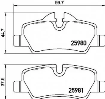 Фото Колодки гальмівні (задні) Mini Mini Cooper/One 13- B36/B37/B46/B47/B48 BREMBO (P06090) зображення 1